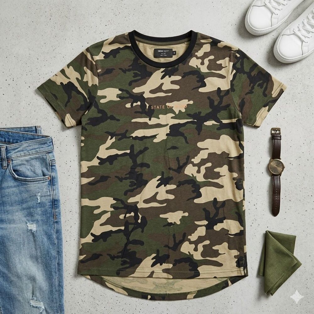 Cotton On Men's XS NY State of Mind Camo Graphic Tee T-Shirt